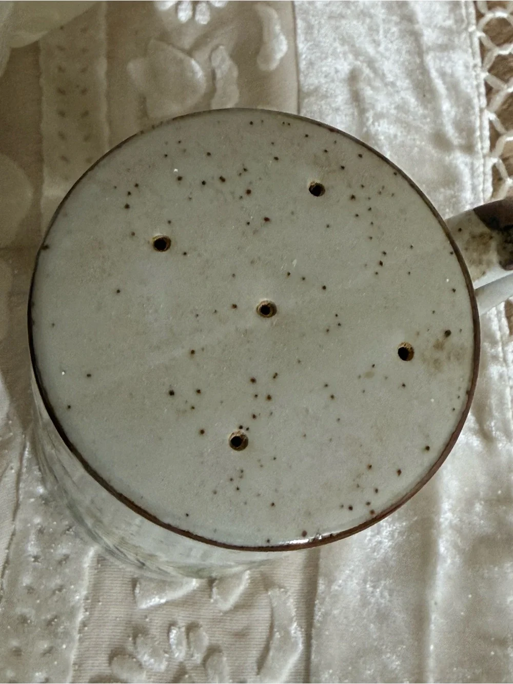 Vintage Otagiri Salt and Pepper Set: Speckled Glaze Stoneware with Ferns